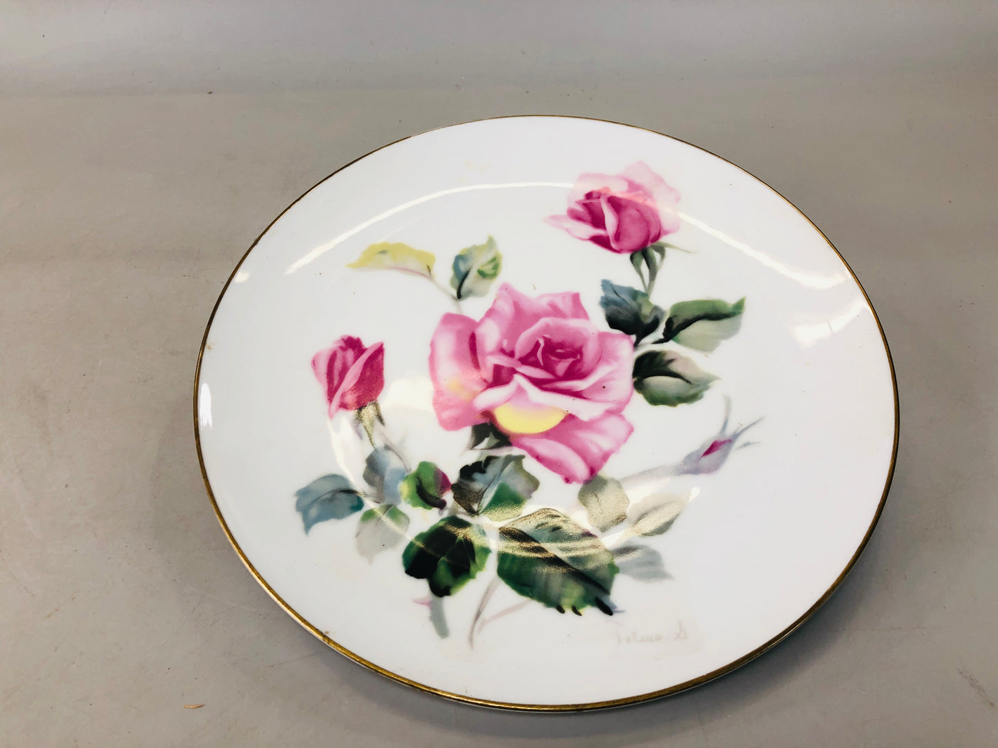 Y5942 DISH Noritake decorative plate signed Rose Japan antique interior decor