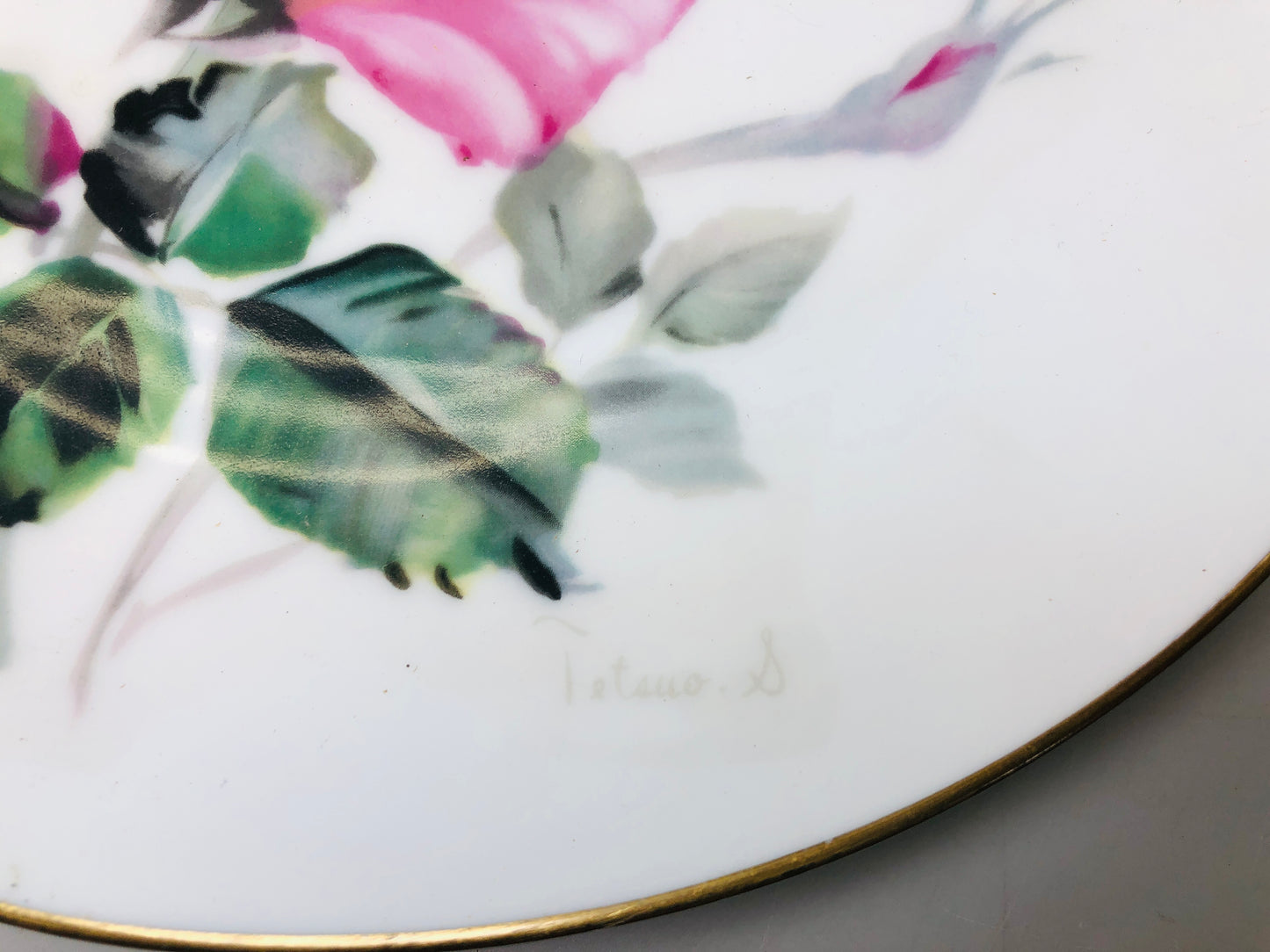 Y5942 DISH Noritake decorative plate signed Rose Japan antique interior decor