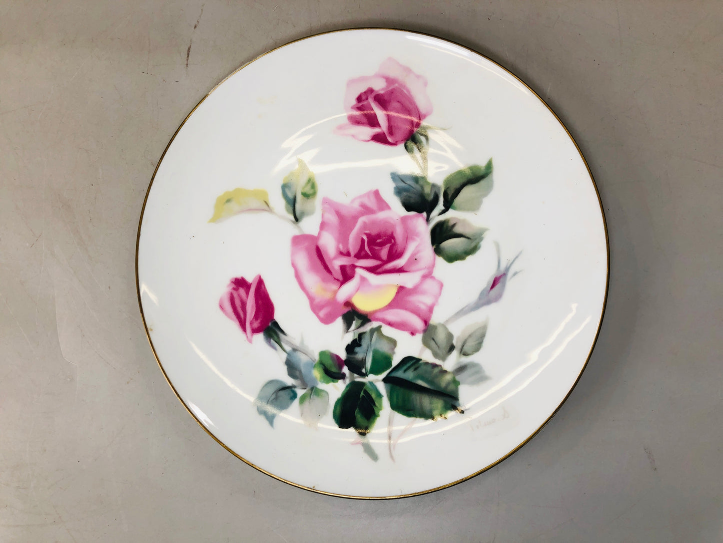 Y5942 DISH Noritake decorative plate signed Rose Japan antique interior decor