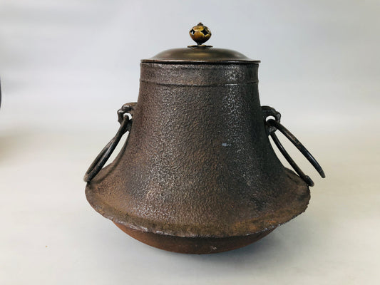 Y5967 CHAGAMA Iron pot kettle Mt.Fuji shape teapot Japanese Tea Ceremony antique