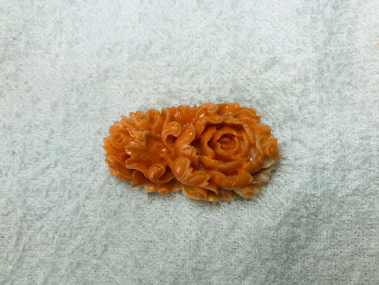 Y6004 OBIDOME Coral Sash clip flower Japan Kimono accessory antique brooch