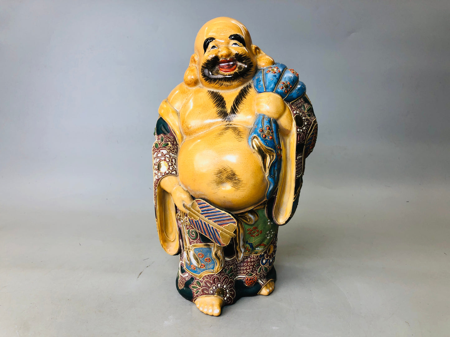 Y6010 STATUE Kutani-ware Hotei God of happiness figure Japan antique interior