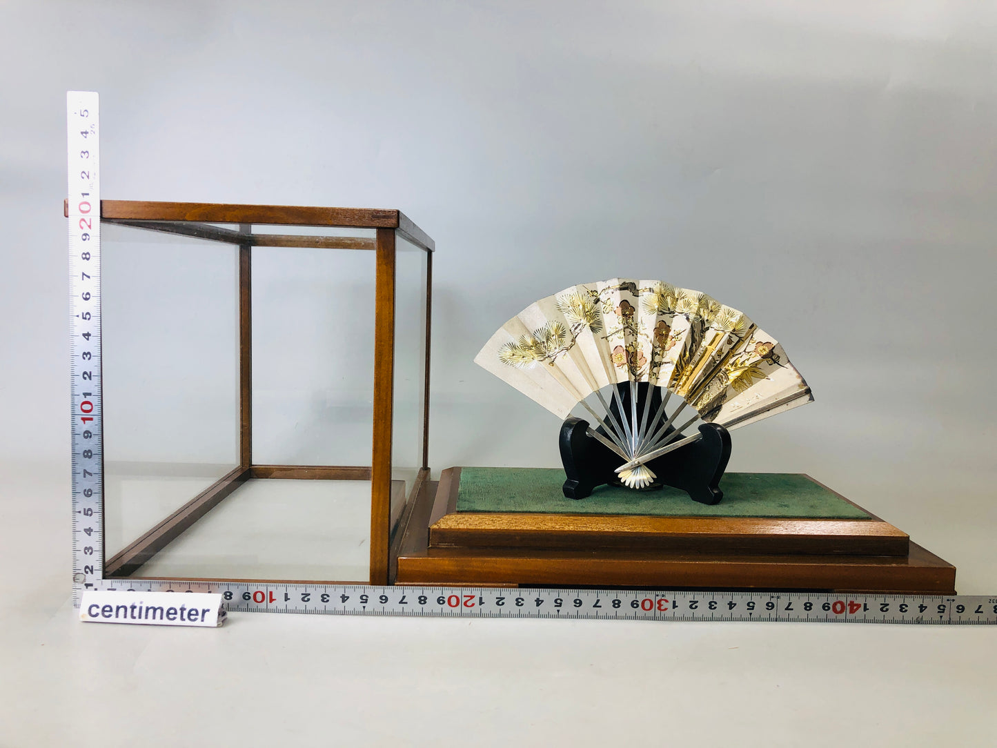 Y6012 OKIMONO Sterling silver Fan figurine signed box Japan antique interior