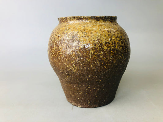 Y6028 VASE Tokoname-ware Ohaguro tooth blackening pot jar Japan antique vintage