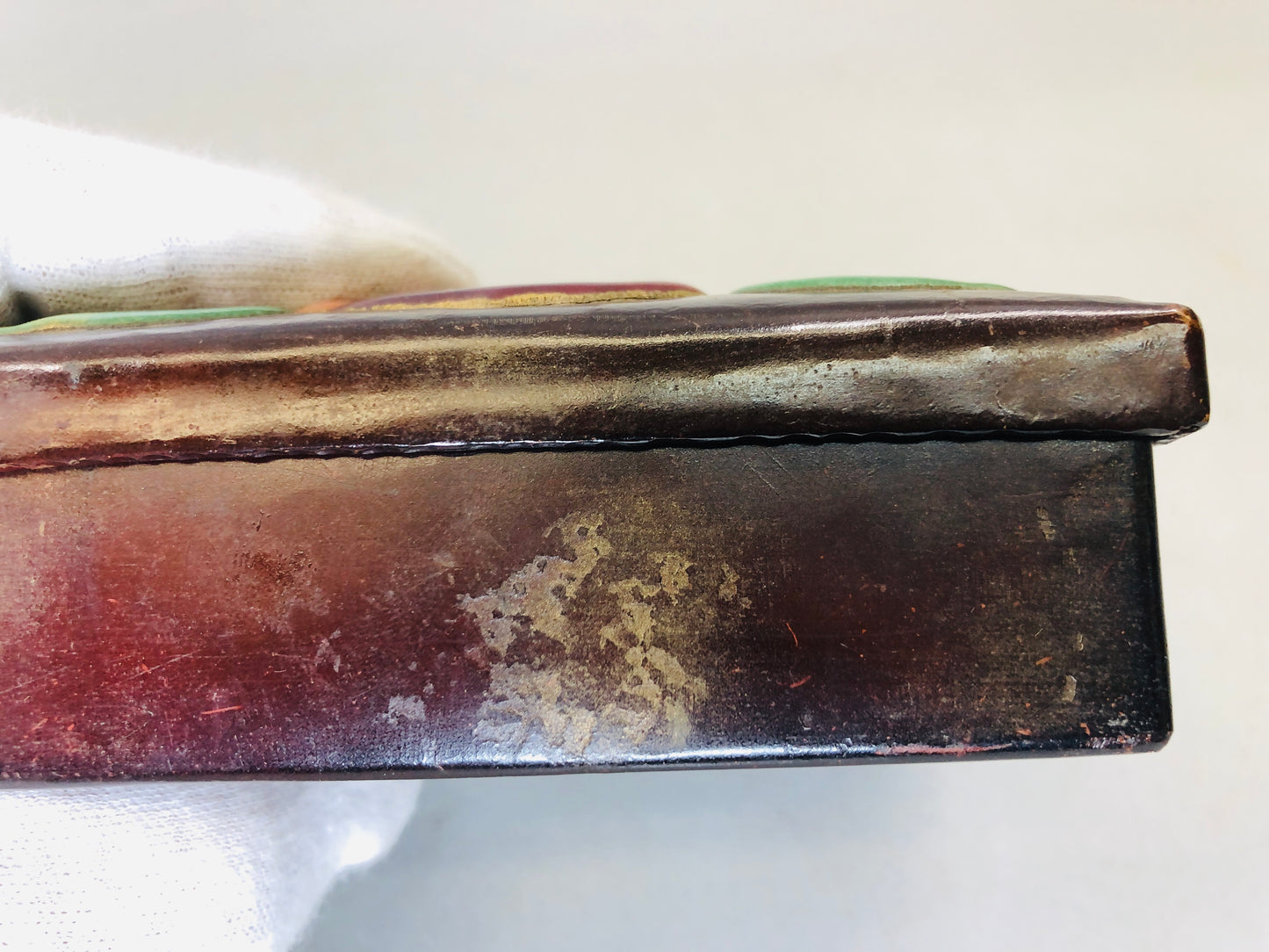Y6100 [VIDEO] BOX Ando Cloisonne accessory case signed rose flower Japan antique vintage