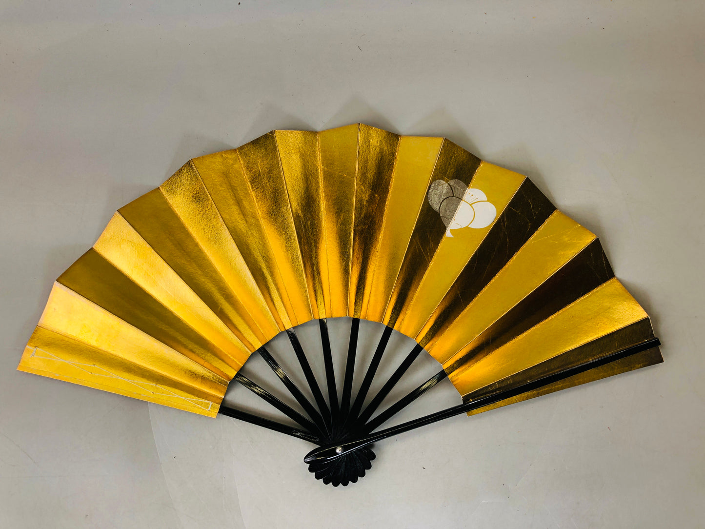 Y6102 [VIDEO] SENSU Dancer's folding fan box gold family crest Japan antique kimono