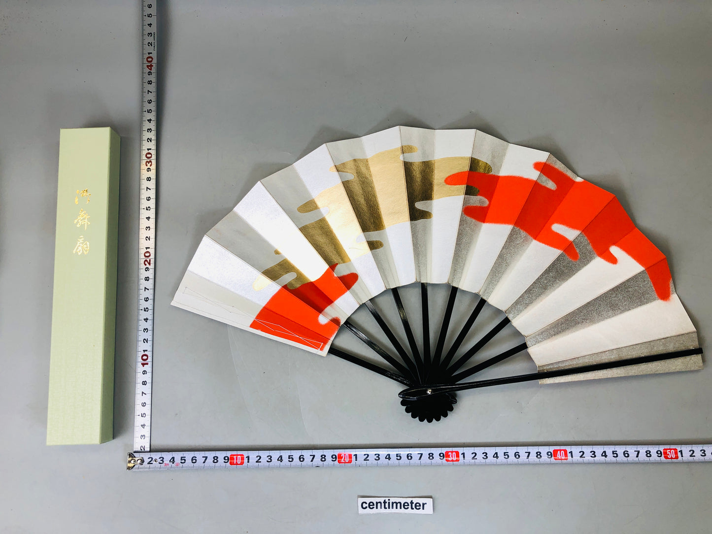 Y6103 [VIDEO] SENSU Dancer's folding paper fan box cloud Japan antique vintage kimono