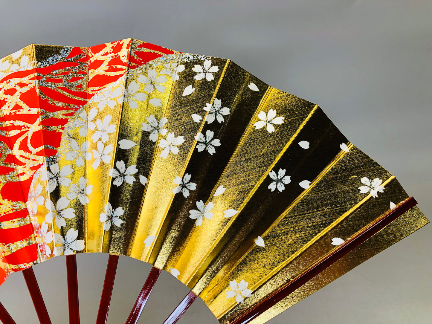 Y6104 [VIDEO] SENSU Dancer's folding paper fan box sakura fubuki Japan antique kimono