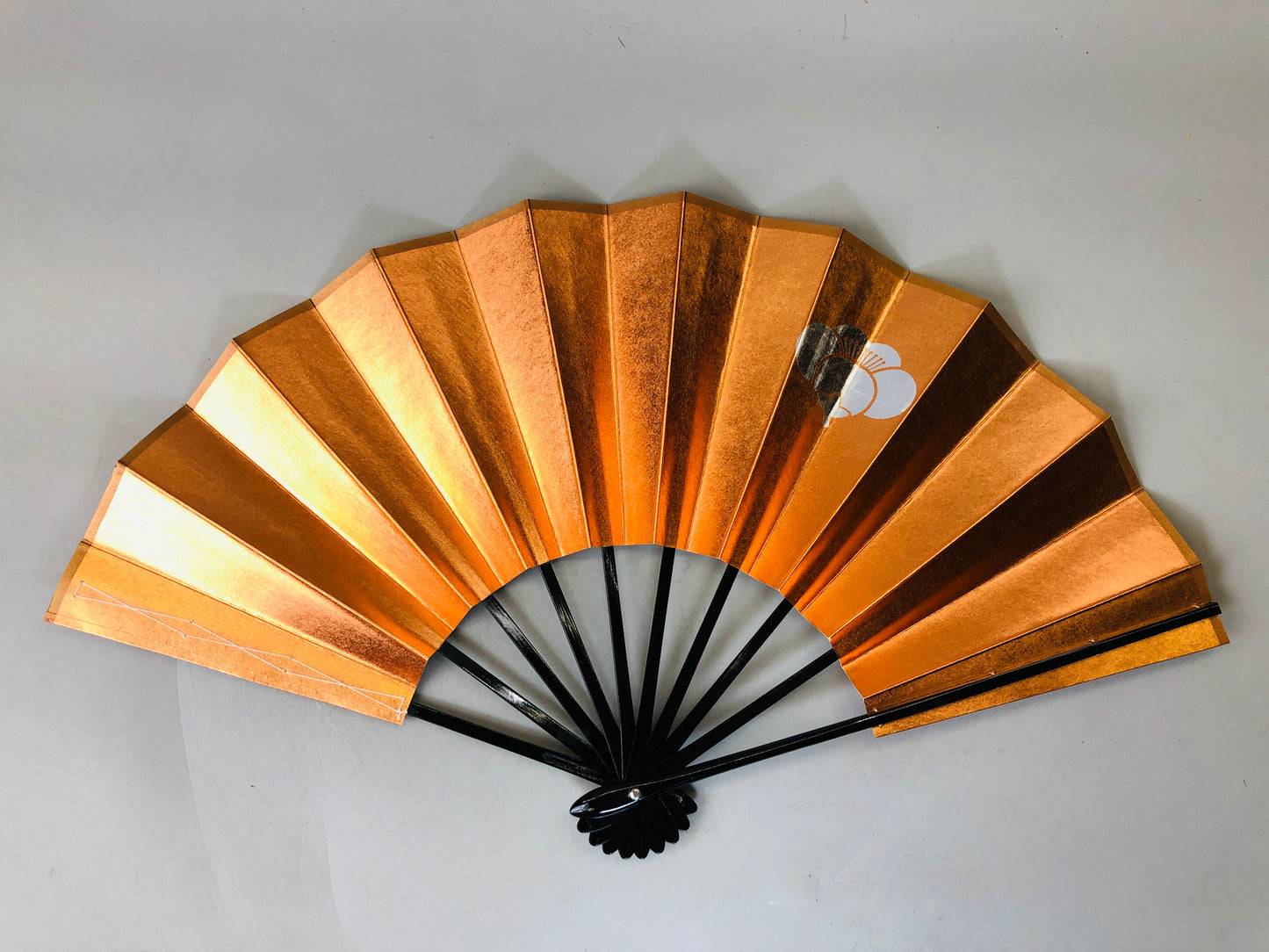 Y6105 [VIDEO] SENSU Dancer's folding fan box copper family crest Japan antique kimono