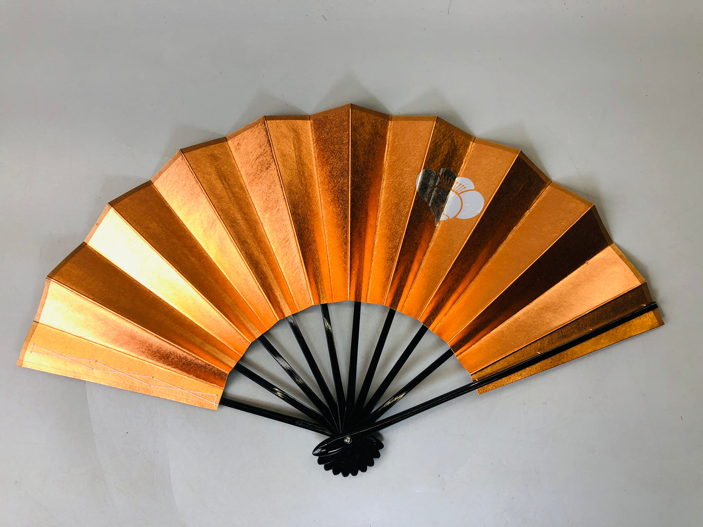 Y6105 [VIDEO] SENSU Dancer's folding fan box copper family crest Japan antique kimono