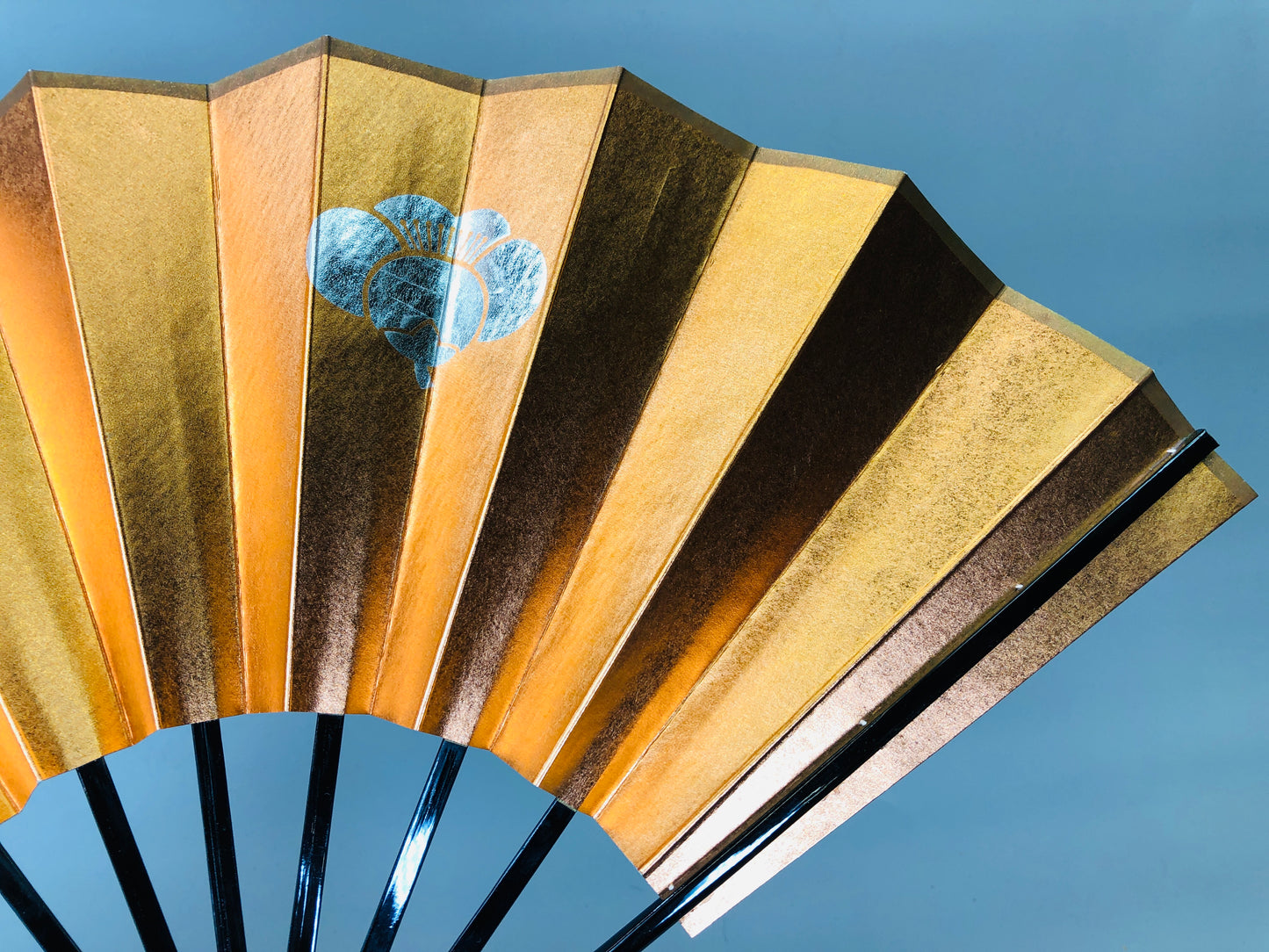 Y6105 [VIDEO] SENSU Dancer's folding fan box copper family crest Japan antique kimono
