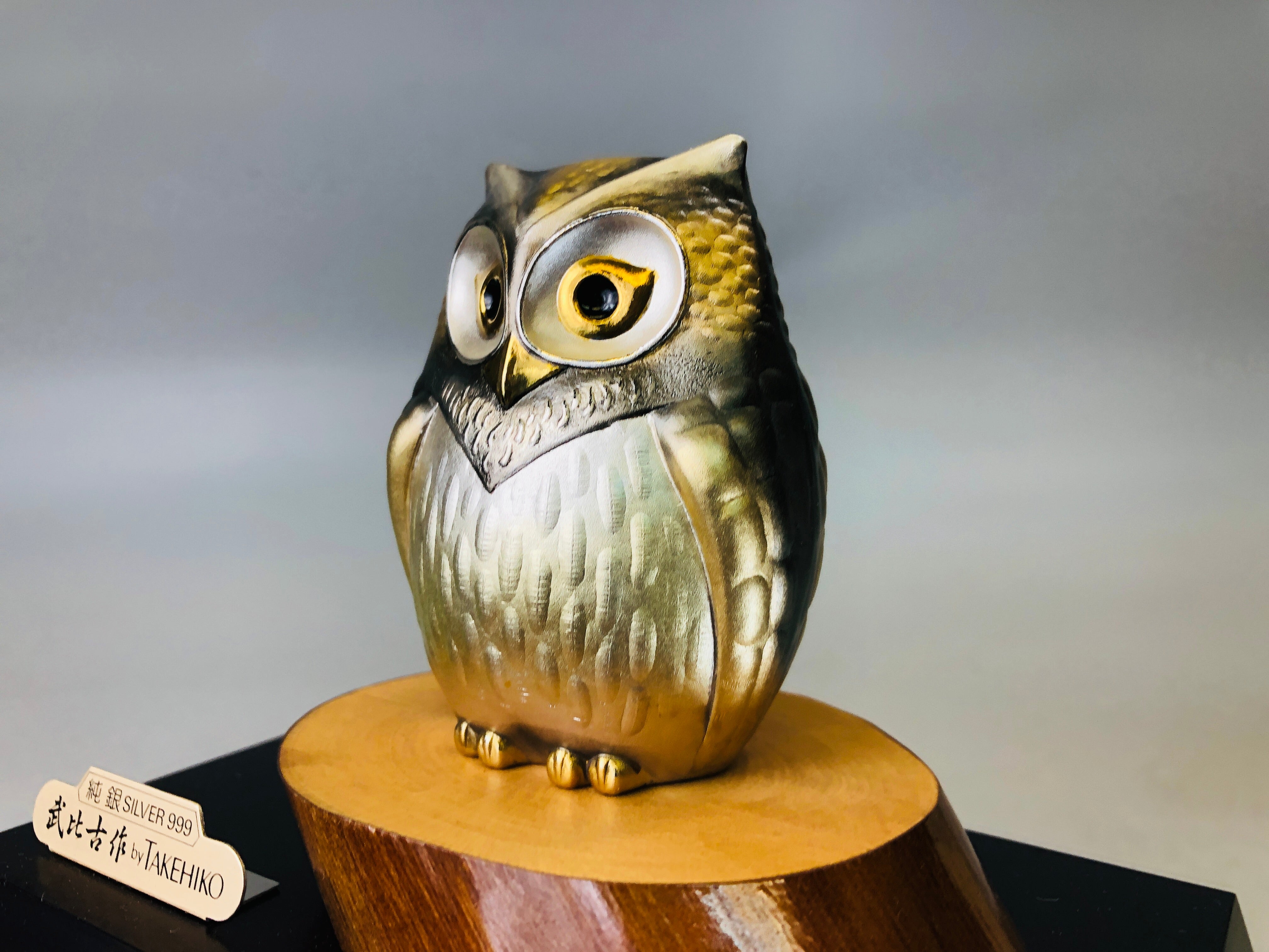 古典レリーフ【Apoteosi di Romolo】 Y7221 OKIMONO Silver Drum Bird signed glass case box Japan