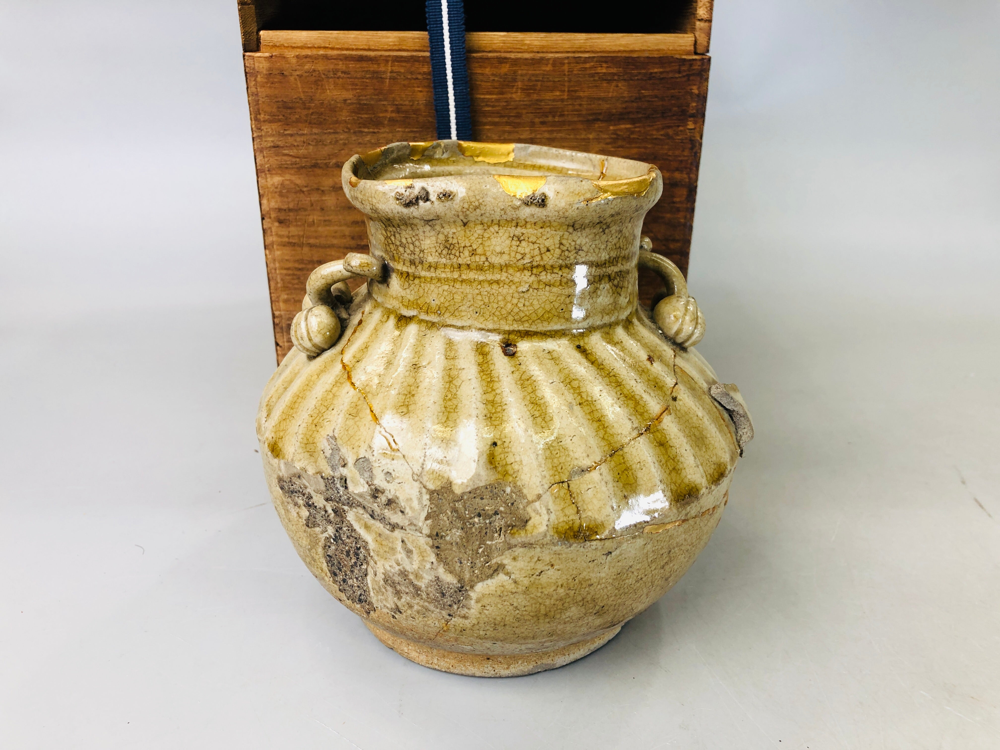 Japanese Vintage Vase AD1800~ 江戸後期_花器_貫入 Vintage Retro 22K Weeping Gold Ceramic Vase Made in Japan | eBay