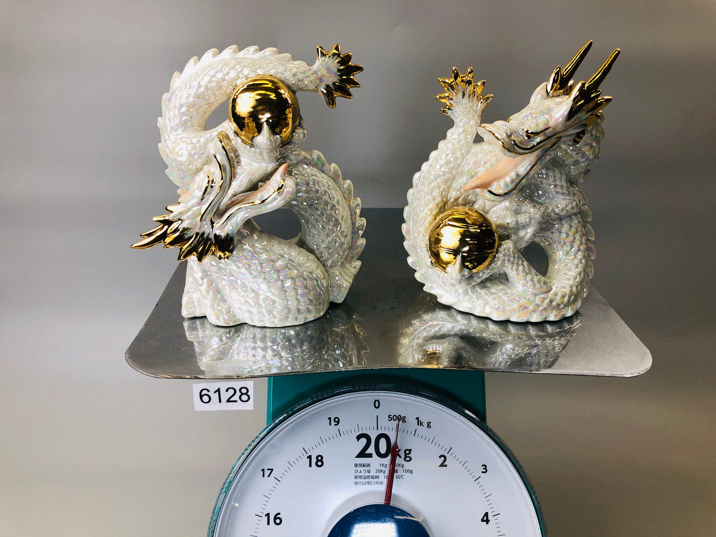 Y6128 [VIDEO] OKIMONO Dragon figurine pair pottery figure Japan antique interior decor