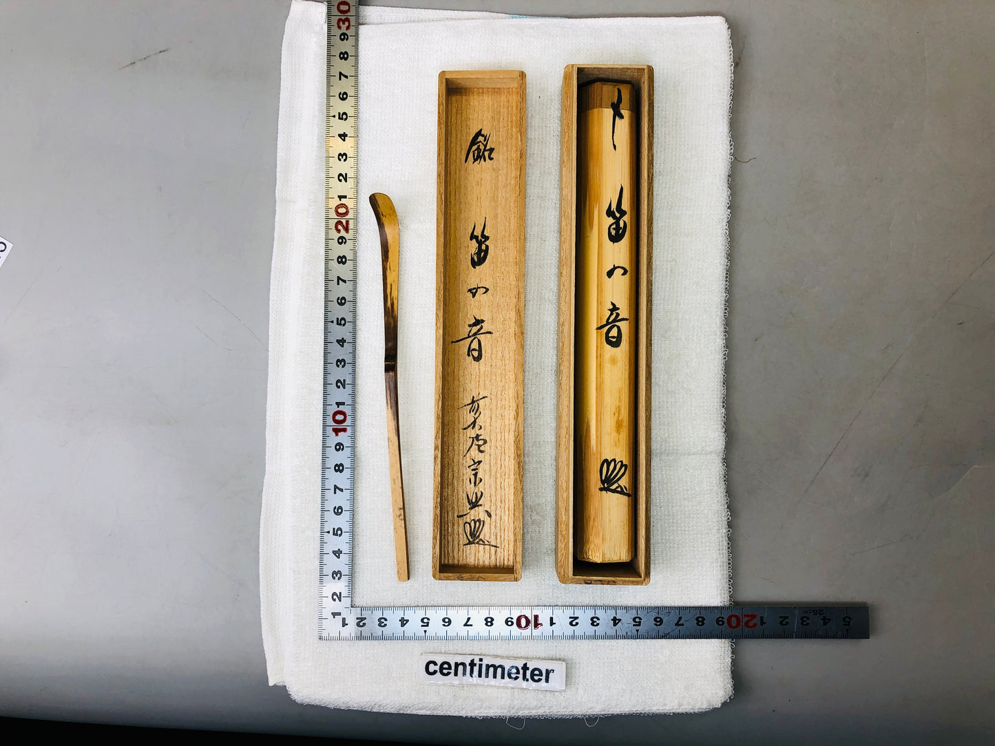Y6144 [VIDEO] CHASHAKU Bamboo scoop signed box master's note Japan Tea Ceremony antique