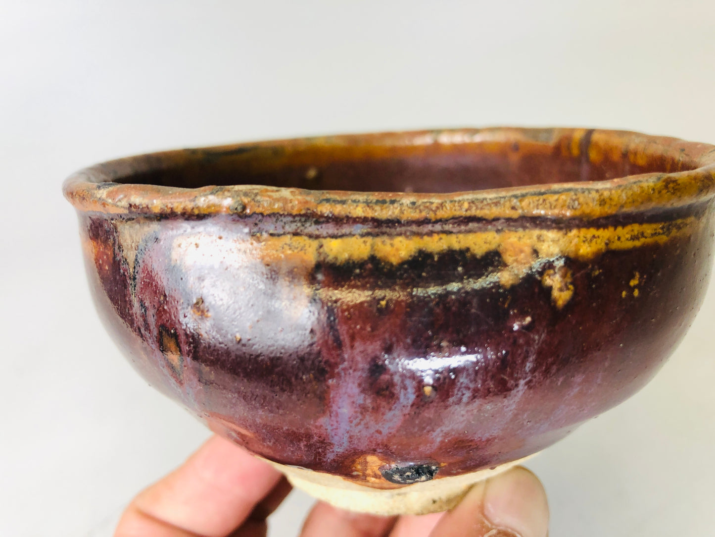 Y6148 [VIDEO] CHAWAN Seto-ware Tenmoku bowl Japan antique tea ceremony vintage pottery