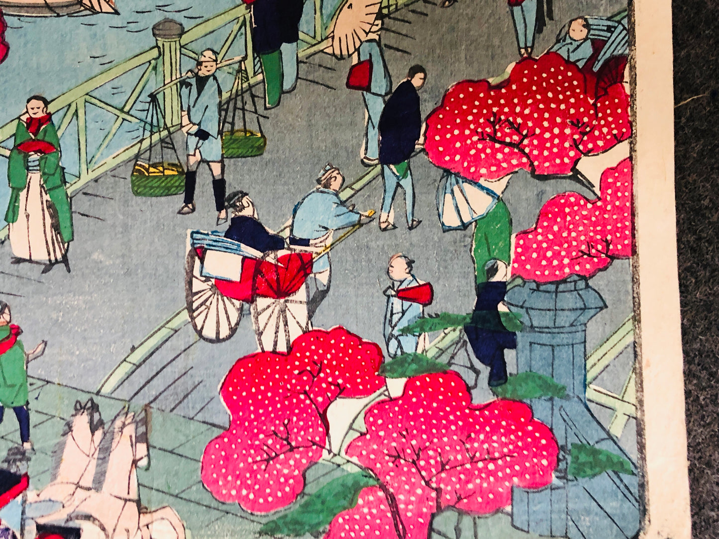 Y6171 [VIDEO] WOODBLOCK PRINT Kunimasa Famous places Tokyo Japan Ukiyoe antique interior
