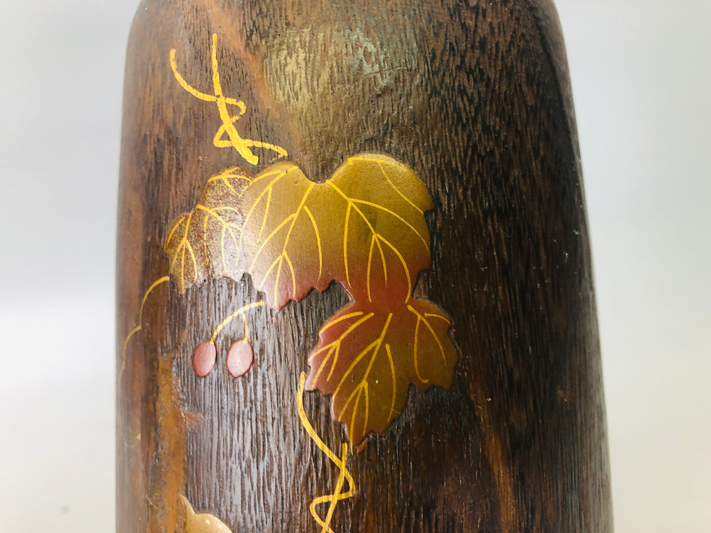 Y6181 [VIDEO] FLOWER VASE Hollowed out Paulownia Makie Japan ikebana antique interior