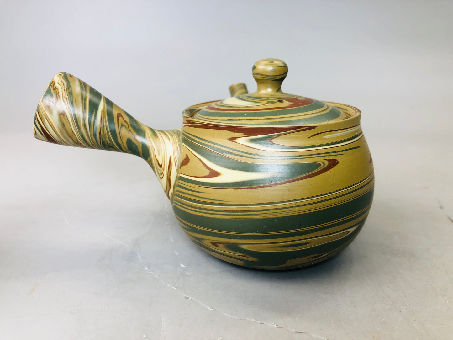 Y6197 [VIDEO] KYUSU Tokoname-ware Kneaded teapot pot signed Japan antique tea ceremony