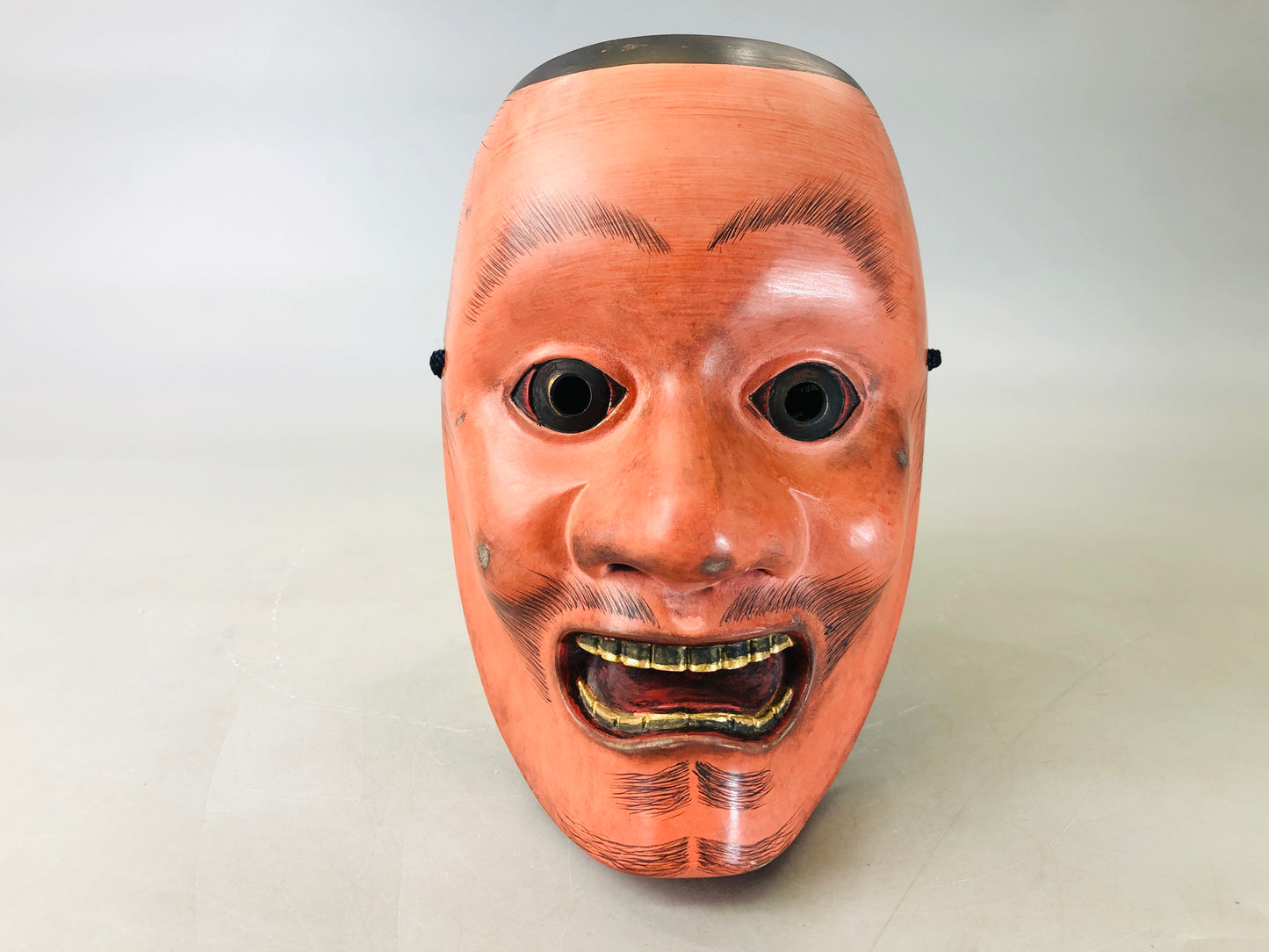 Y6216 [VIDEO] NOH MASK wood carving signed Kotobide Japan antique omen men dance drama