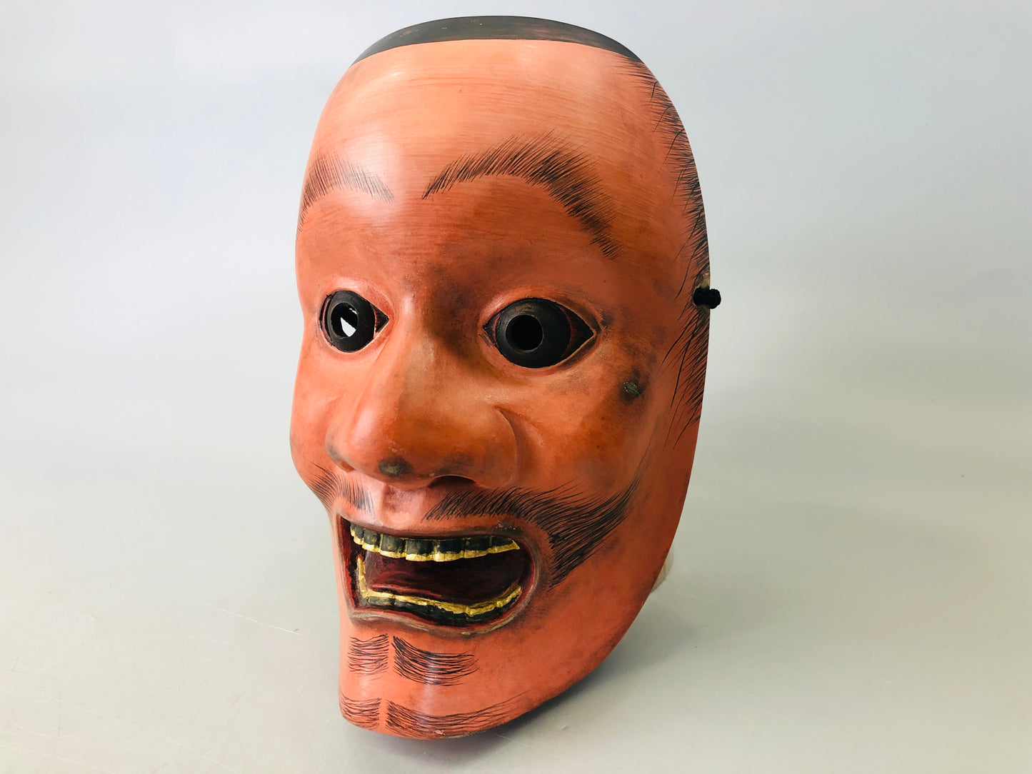 Y6216 [VIDEO] NOH MASK wood carving signed Kotobide Japan antique omen men dance drama