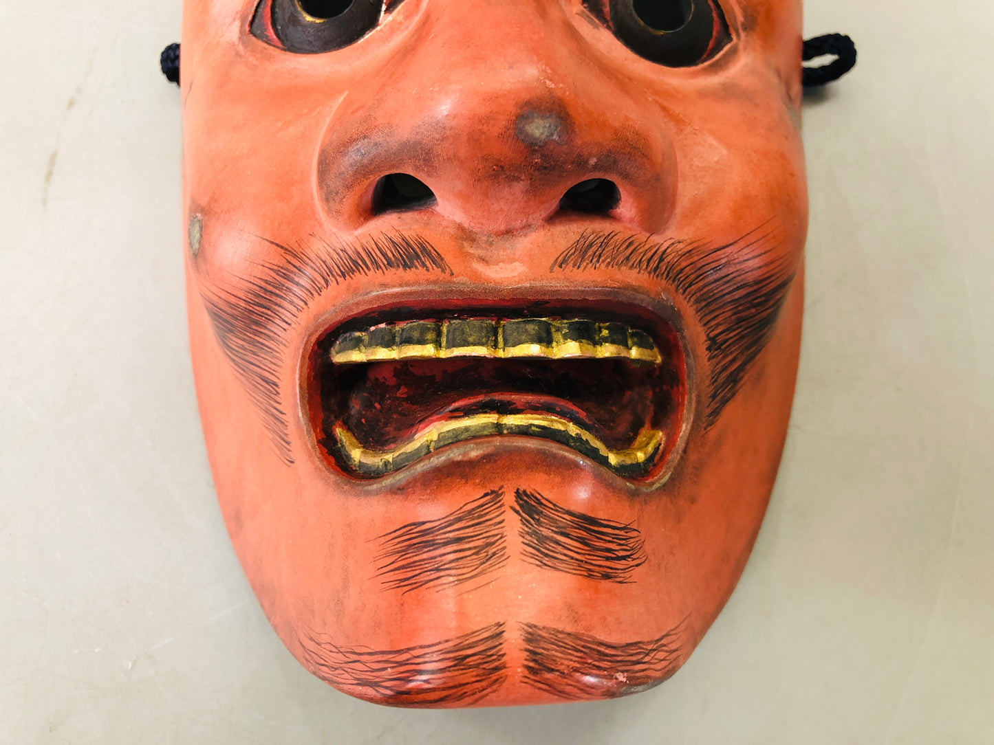 Y6216 [VIDEO] NOH MASK wood carving signed Kotobide Japan antique omen men dance drama