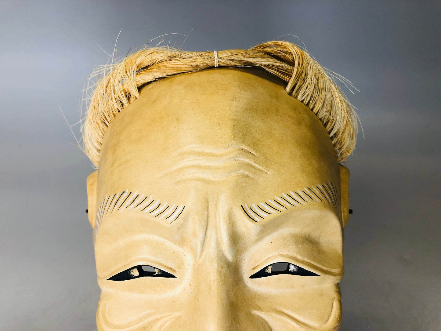 Y6218 [VIDEO] NOH MASK wood carving signed Akobujou Japan antique omen men dance drama