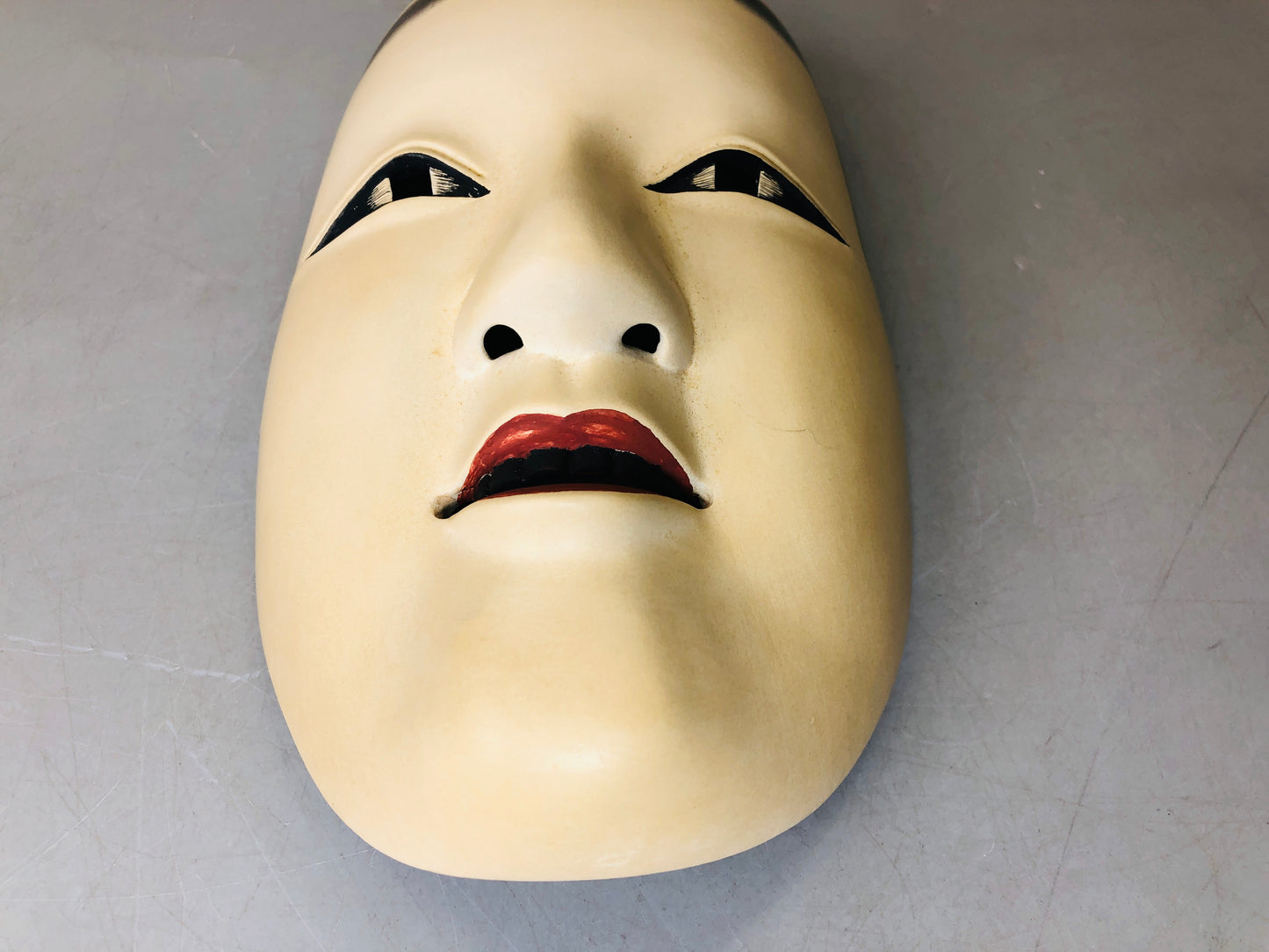 Y6223 [VIDEO] NOH MASK wood carving signed Koomote Japan antique omen men dance drama