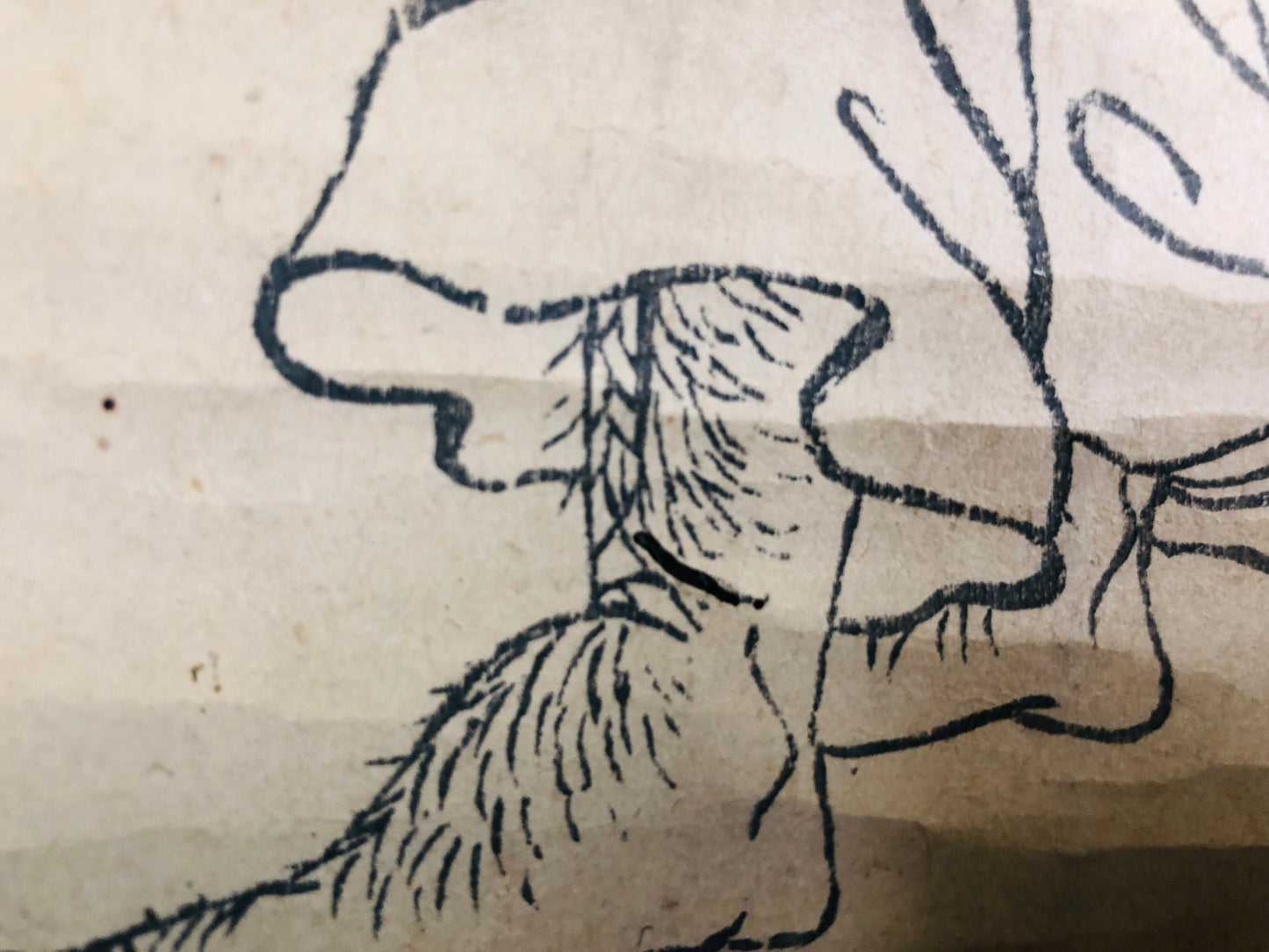 Y6236 [VIDEO] KAKEJIKU Tengu Buddhist woodblock print Japan antique hanging scroll art