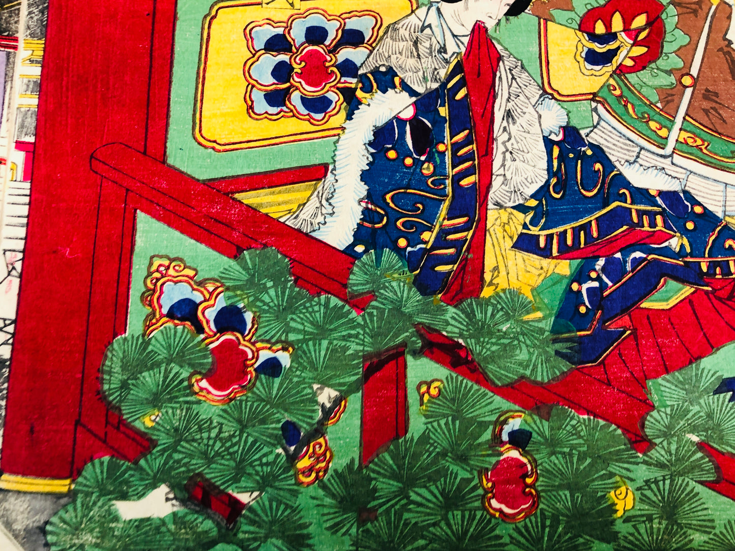 Y6244 [VIDEO] WOODBLOCK PRINT Toyoshige Korean War Royal Palace Japan Ukiyoe antique