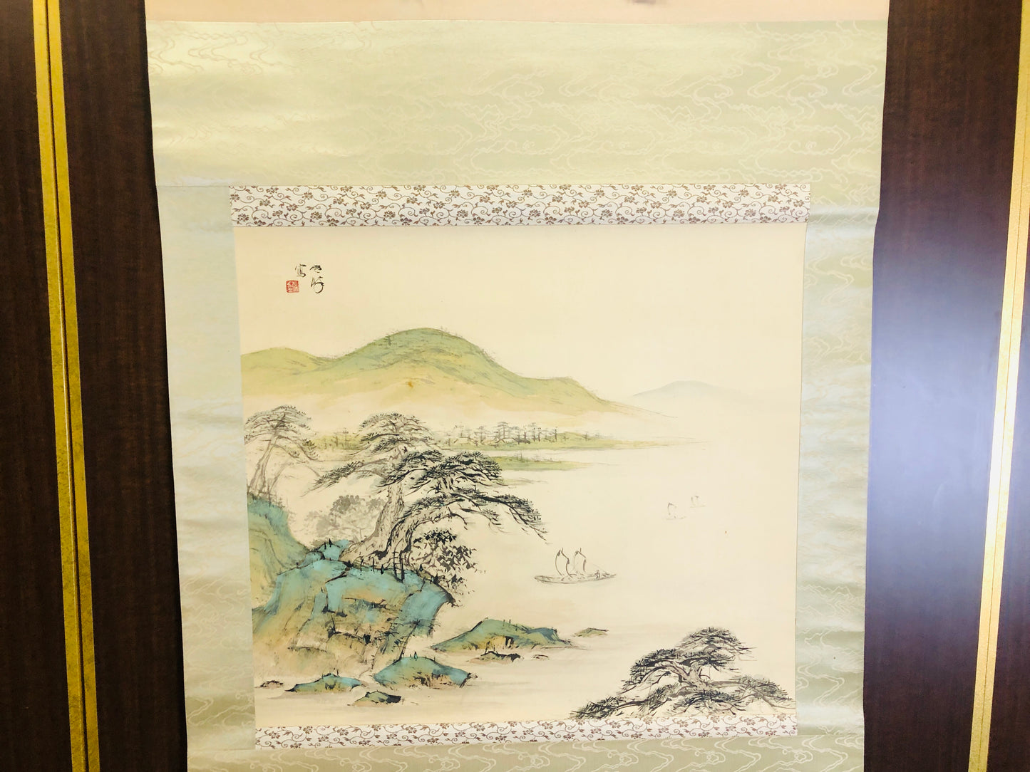 Y6257 [VIDEO] KAKEJIKU Pine Forest landscape signed box Japan antique hanging scroll art