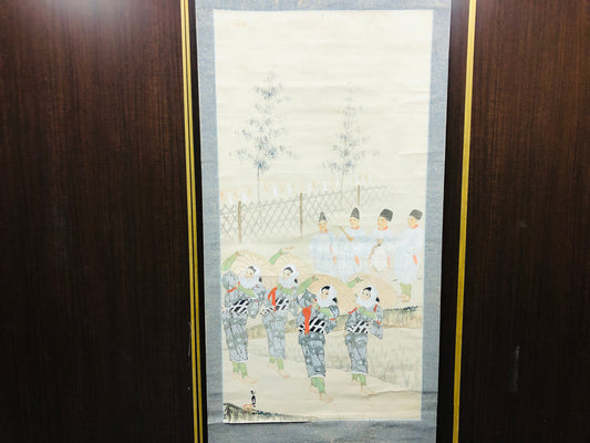 Y6311 [VIDEO] KAKEJIKU Dance festival signed Japan antique hanging scroll interior decor