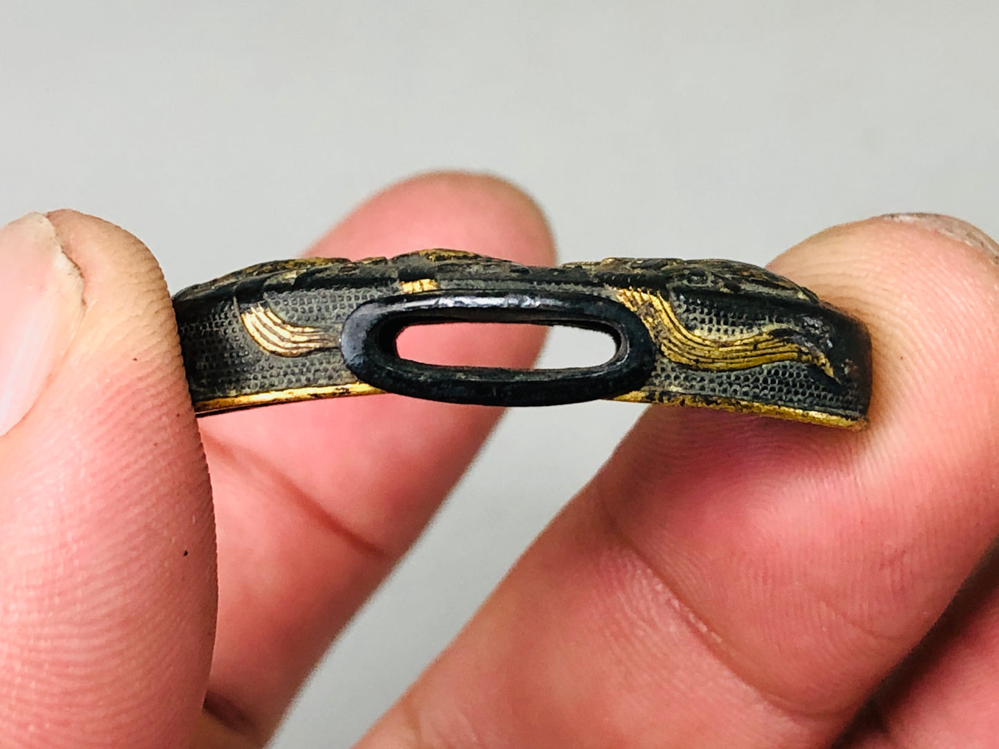 Y6316 [VIDEO] FUCHIGASHIRA katana Japanese sword fittings Japan antique samurai koshirae