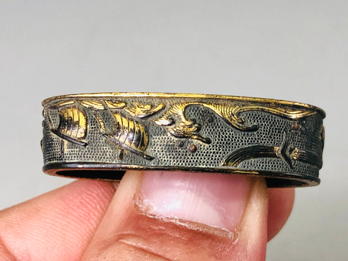 Y6316 [VIDEO] FUCHIGASHIRA katana Japanese sword fittings Japan antique samurai koshirae