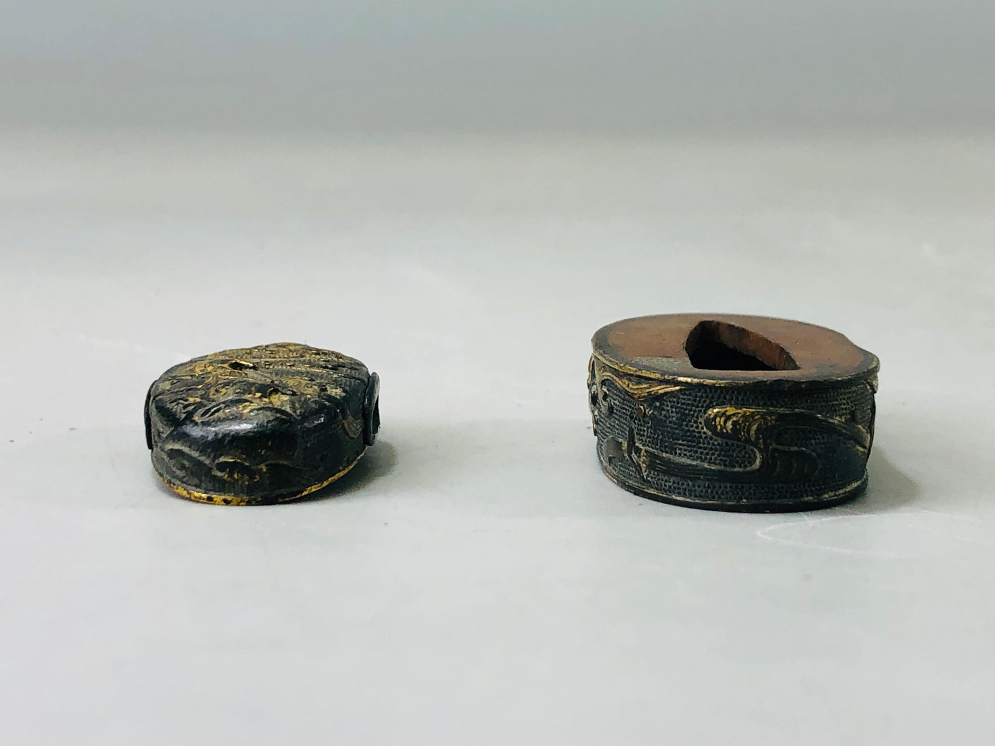 Y6316 [VIDEO] FUCHIGASHIRA katana Japanese sword fittings Japan antique samurai koshirae
