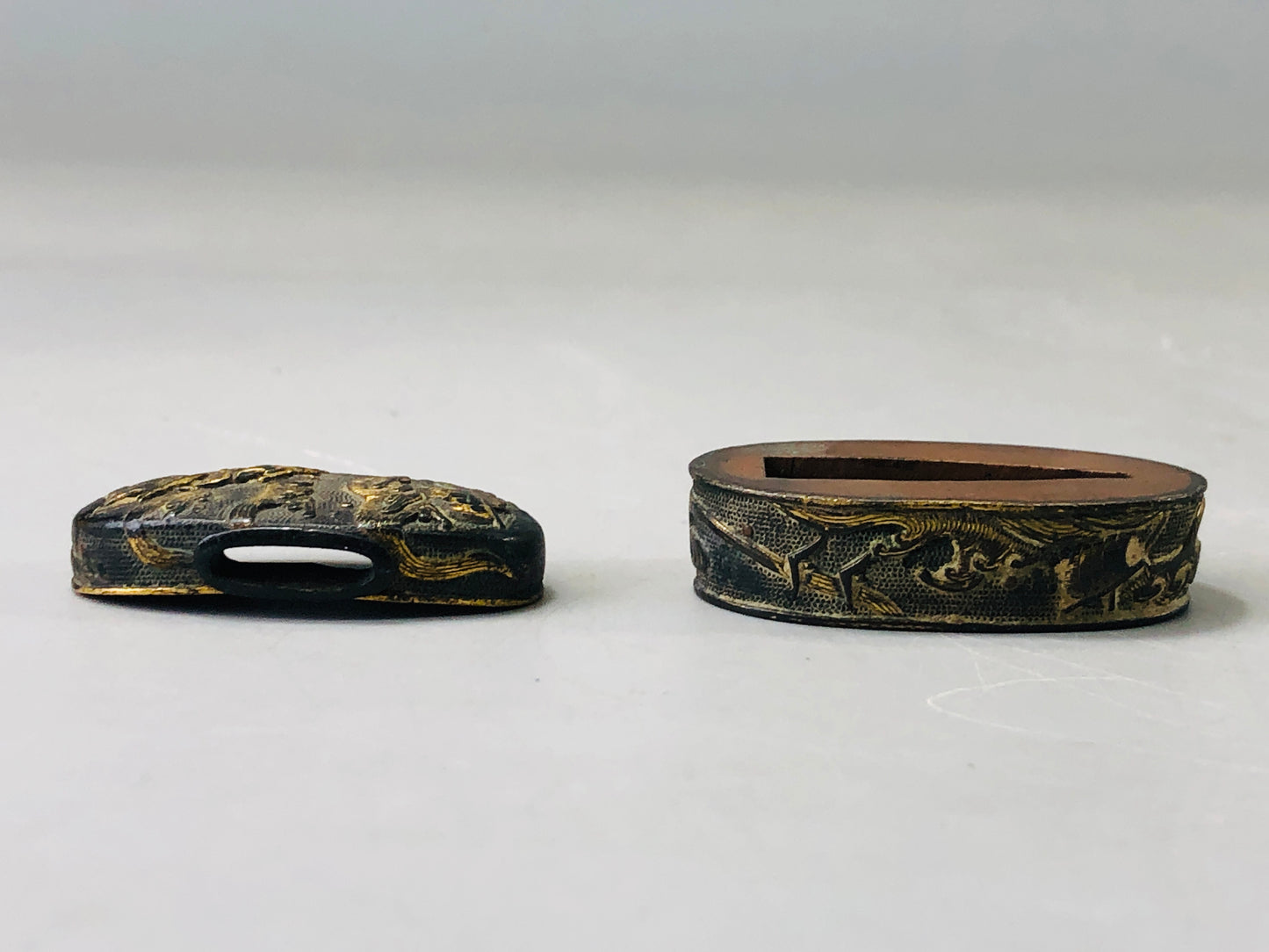 Y6316 [VIDEO] FUCHIGASHIRA katana Japanese sword fittings Japan antique samurai koshirae