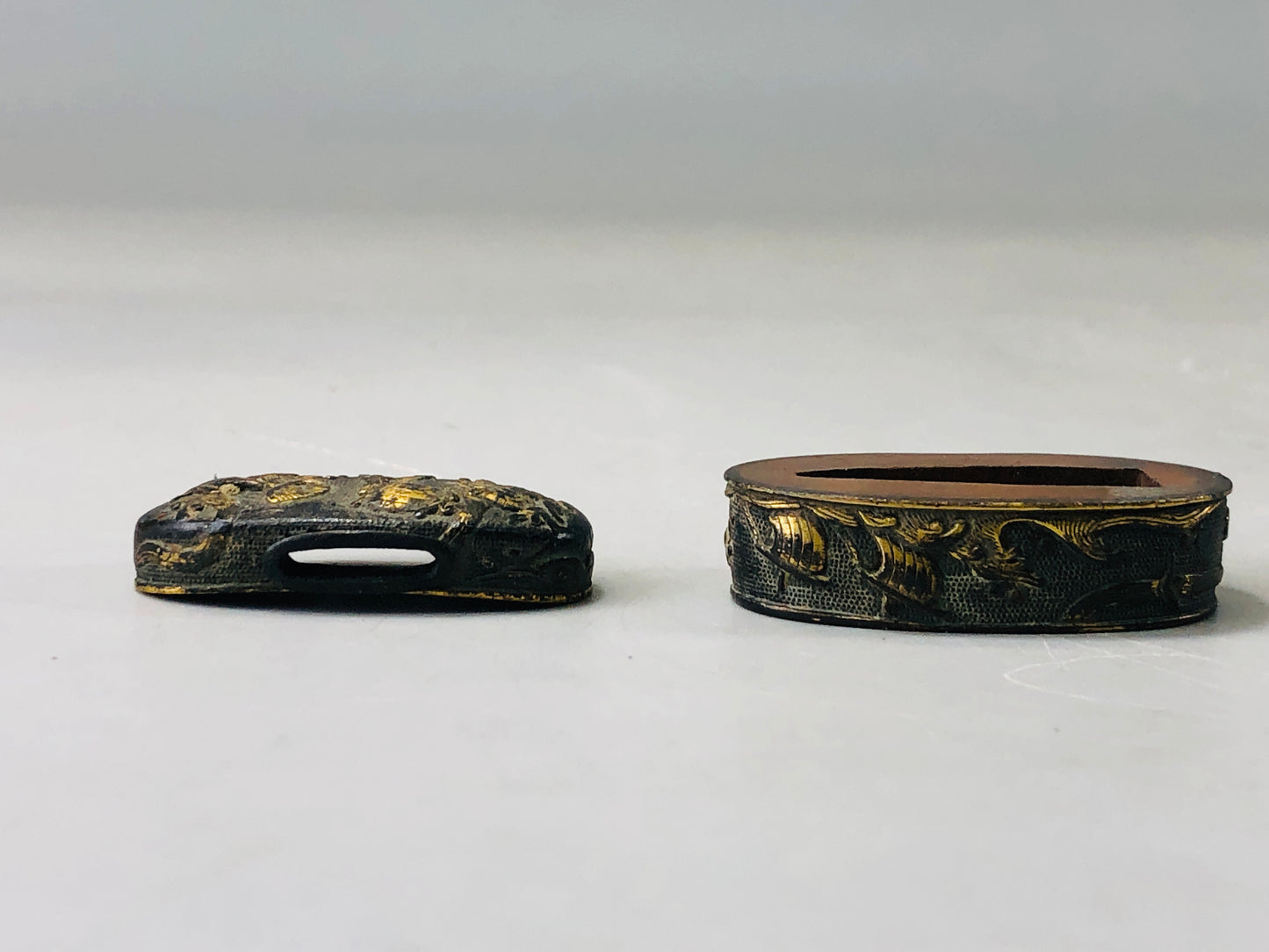 Y6316 [VIDEO] FUCHIGASHIRA katana Japanese sword fittings Japan antique samurai koshirae