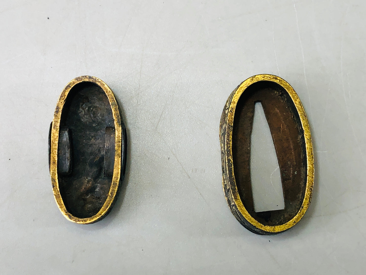 Y6316 [VIDEO] FUCHIGASHIRA katana Japanese sword fittings Japan antique samurai koshirae