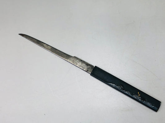 Y6329 [VIDEO] TSUKA Kogatana small sword Inlay signed bird wave Japan Koshirae antique