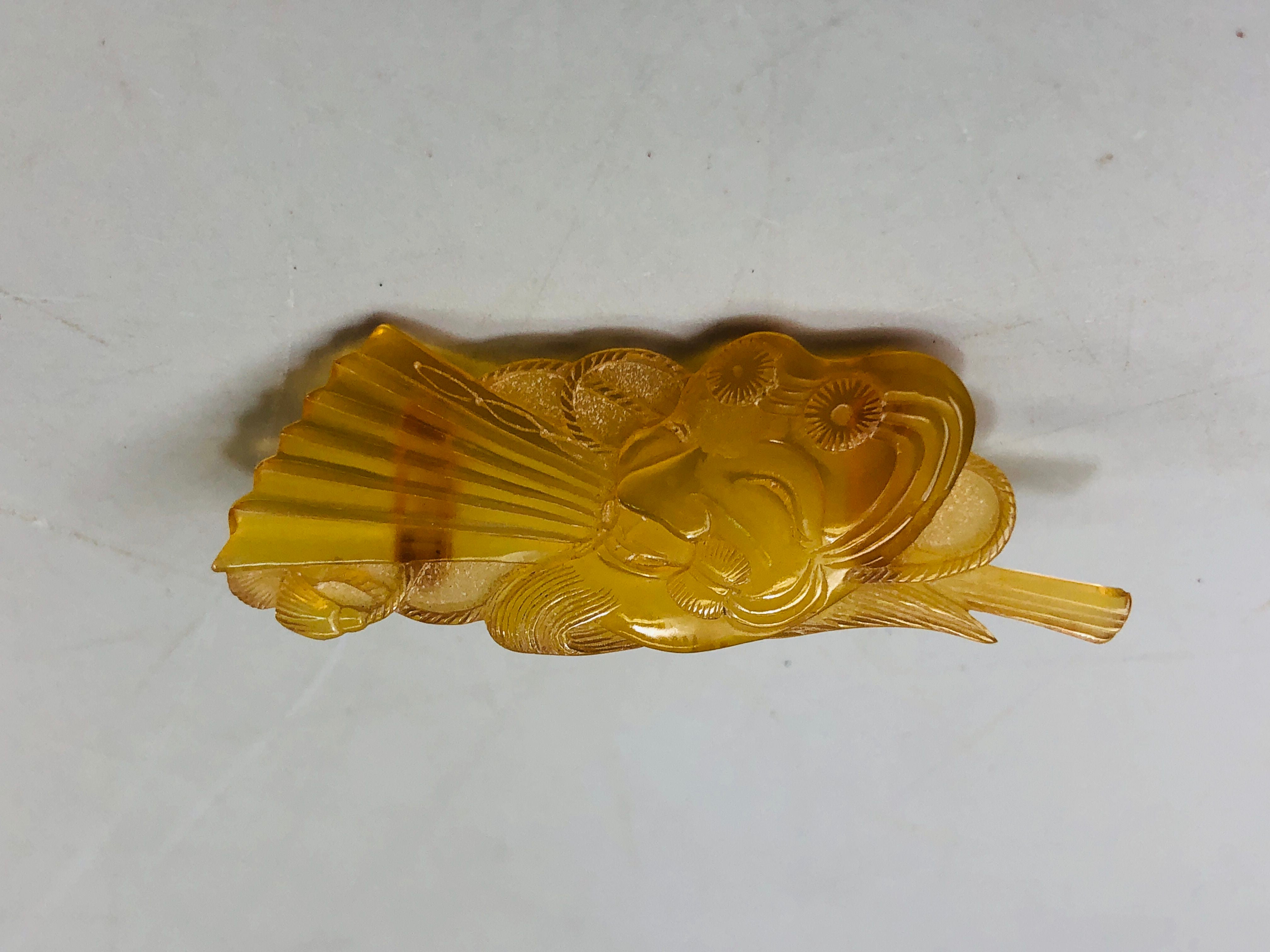 Y6336 [VIDEO] OBIDOME Sash Clip brooch Old man Folding fan Japan Kimon ...
