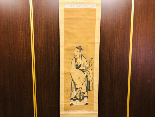 Y6355 [VIDEO] KAKEJIKU Peach Hermit signed Japan antique hanging scroll interior decor