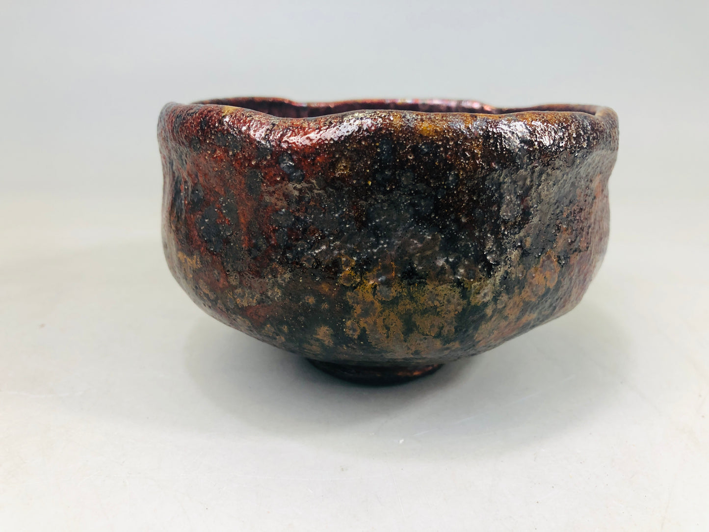 Y6362 [VIDEO] CHAWAN Raku-ware signed box Sekishun Japan antique tea ceremony pottery