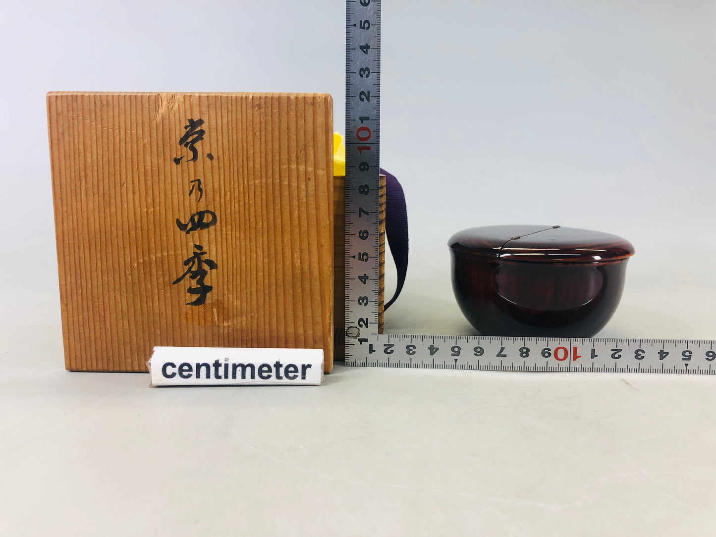 Y6372 [VIDEO] NATUME Pine Caddy container box split lid Japan Tea Ceremony antique