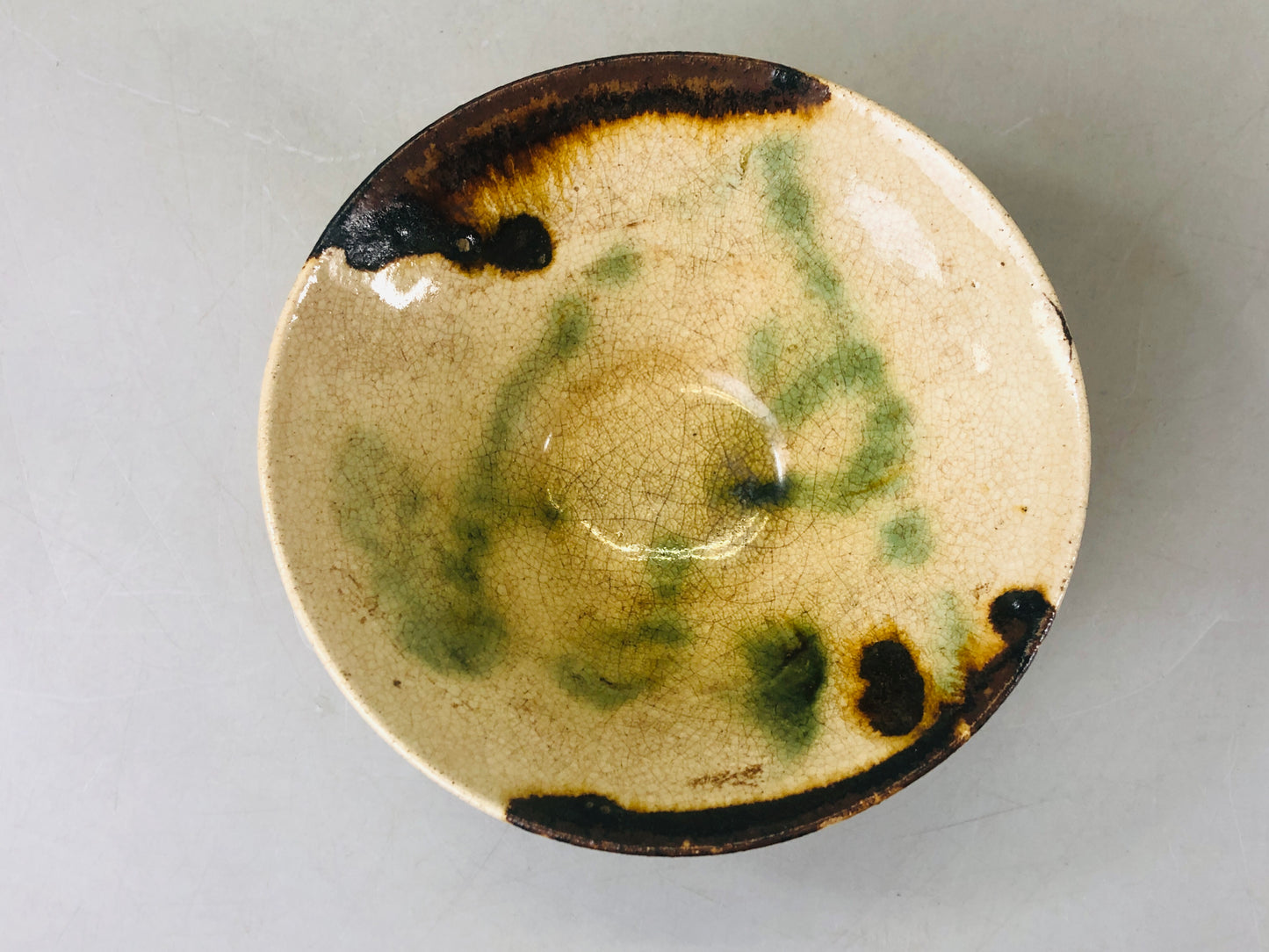 Y6388 [VIDEO] CHAWAN Seto-ware Kiseto yellow Matcha Japan antique tea ceremony bowl