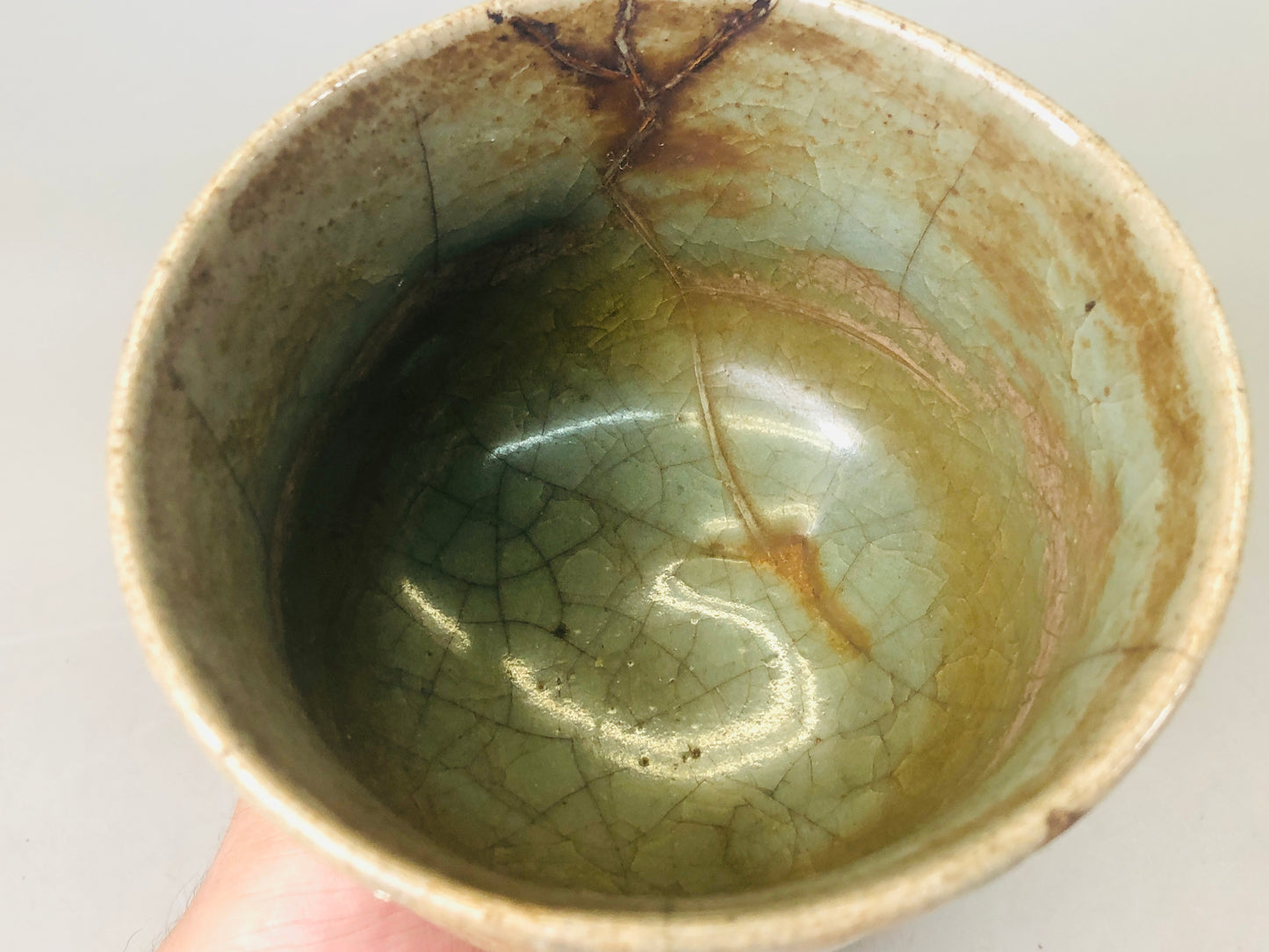Y6389 [VIDEO] CHAWAN Souma-ware tube kintsugi Japan antique tea ceremony pottery bowl