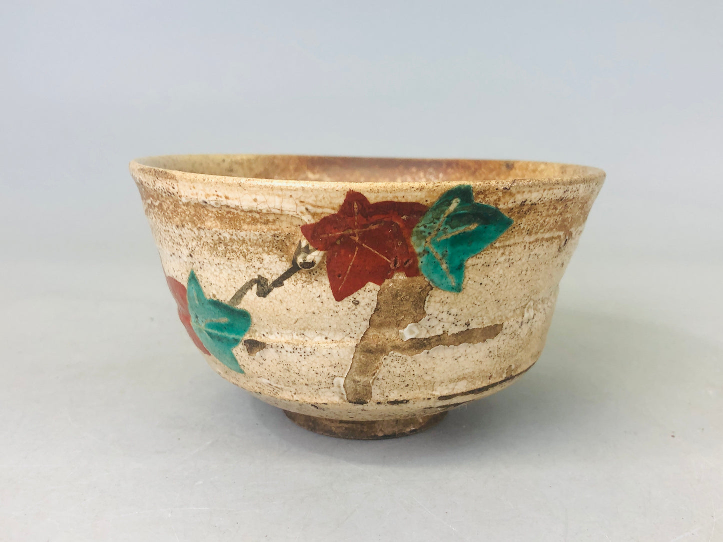 Y6390 [VIDEO] CHAWAN Inuyama-ware autumn leaves color picture Japan antique tea ceremony