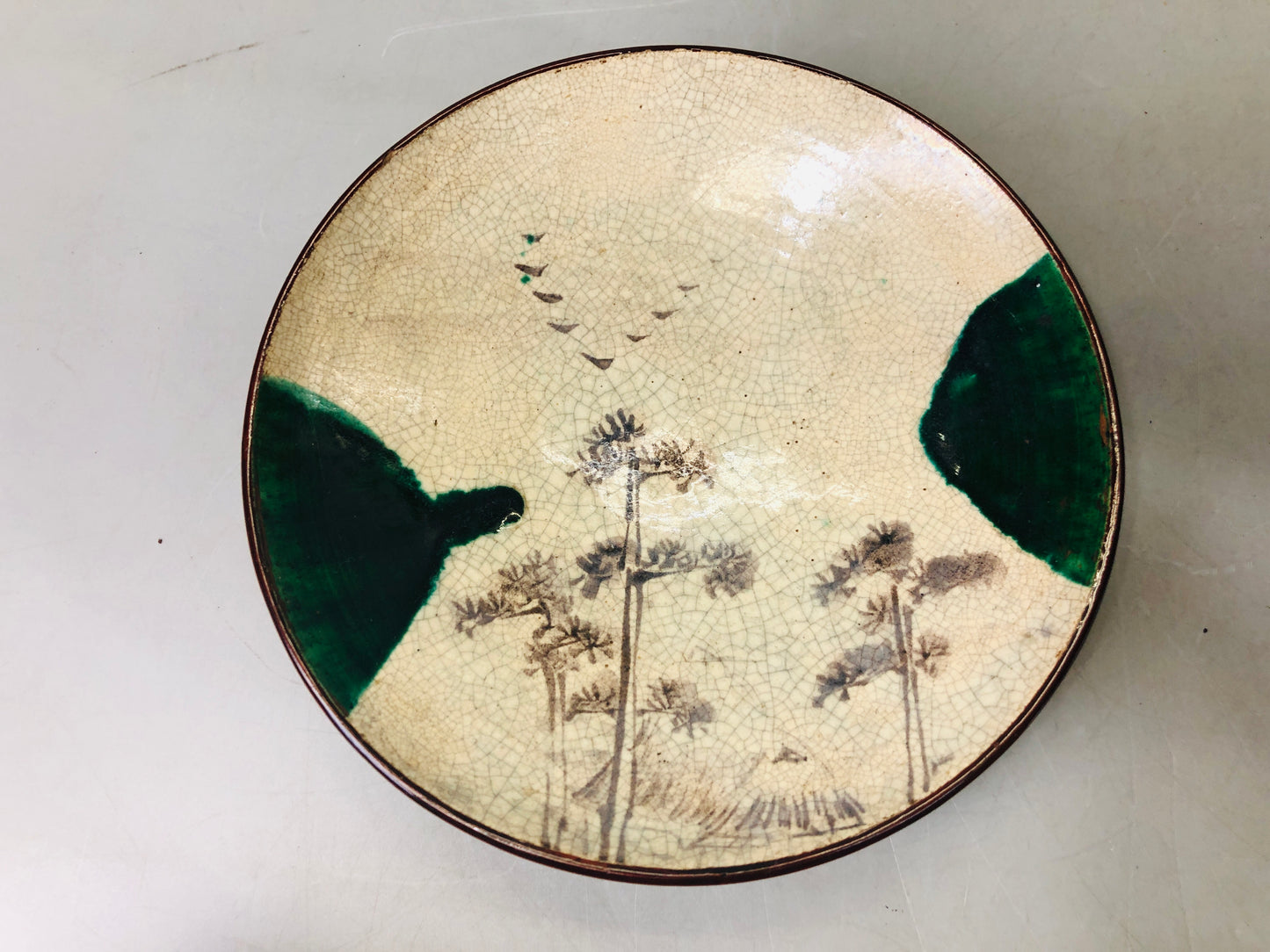 Y6392 [VIDEO] CHAWAN Raku-ware Makie confectionery bowl lid signed Japan antique pottery