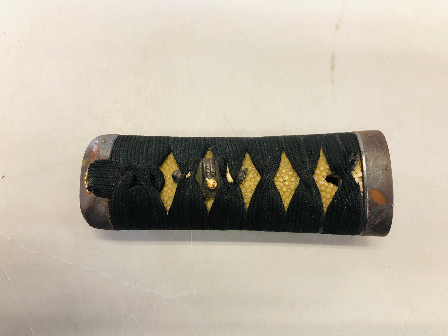 Y6412 [VIDEO] TSUKA short sword fittings inlay FUCHIGASHIRA MENUKI Japan samurai katana