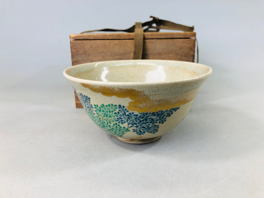 Y6443 [VIDEO] CHAWAN Kyo-ware signed box color picture Japan antique tea ceremony bowl