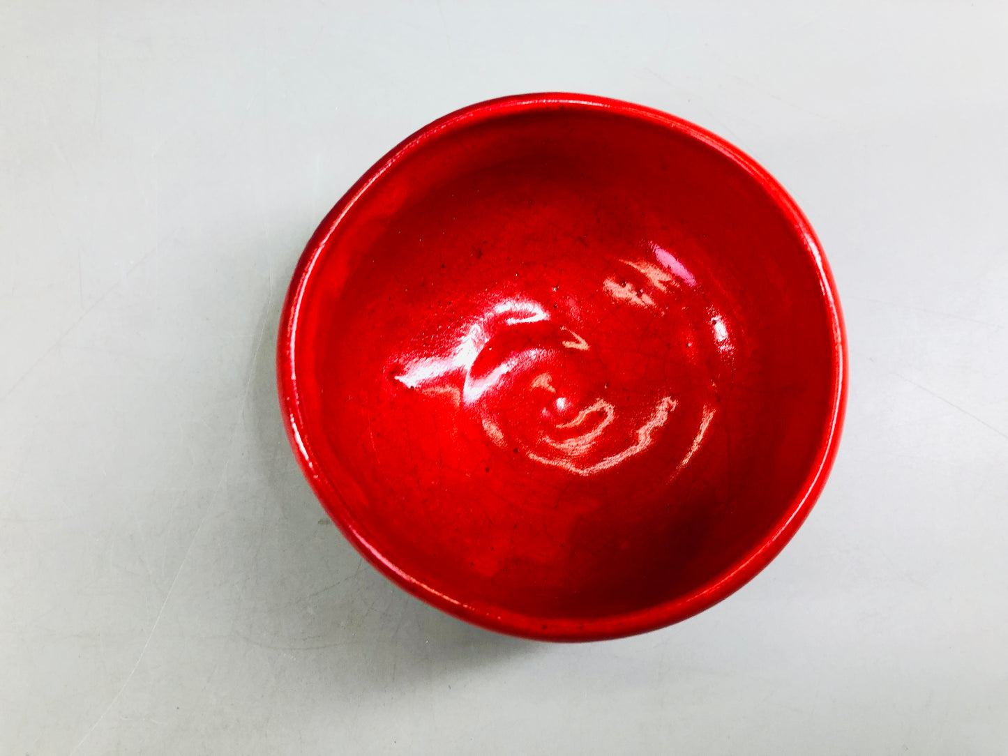 Y6448 [VIDEO] CHAWAN Raku-ware Red signed box Japan antique tea ceremony pottery vintage